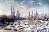 Claude Monet Canvas Paintings - Floating Ice Near Vetheuil
